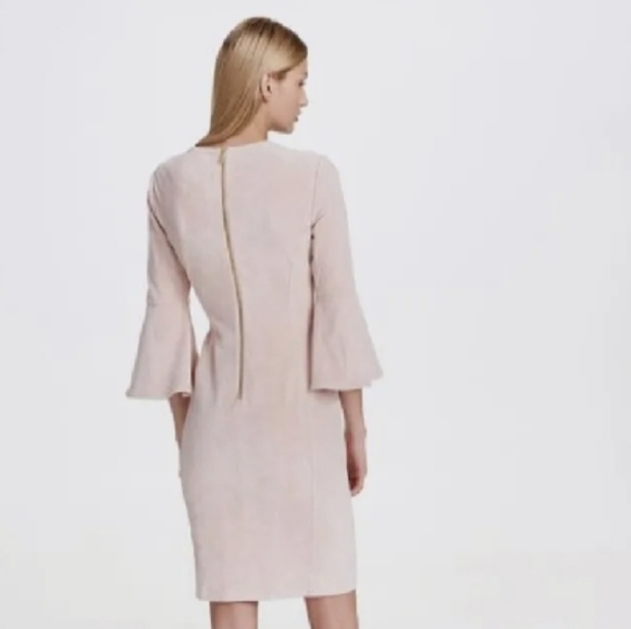 Calvin Klein Pale Pink Bell Sleeve Knee-Length Sheath Column Dress - Picture 2 of 6